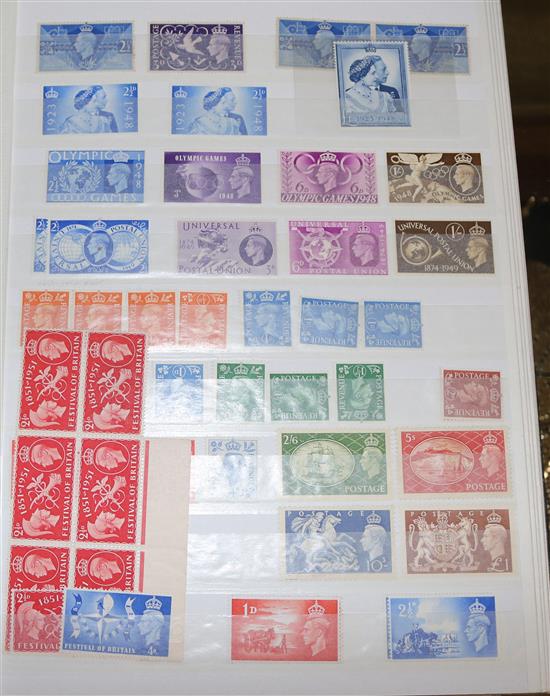 STAMPS, mint inc QV Penny Red Jubilee (part), GVI hi-vals and QEII (one stock book)(-)